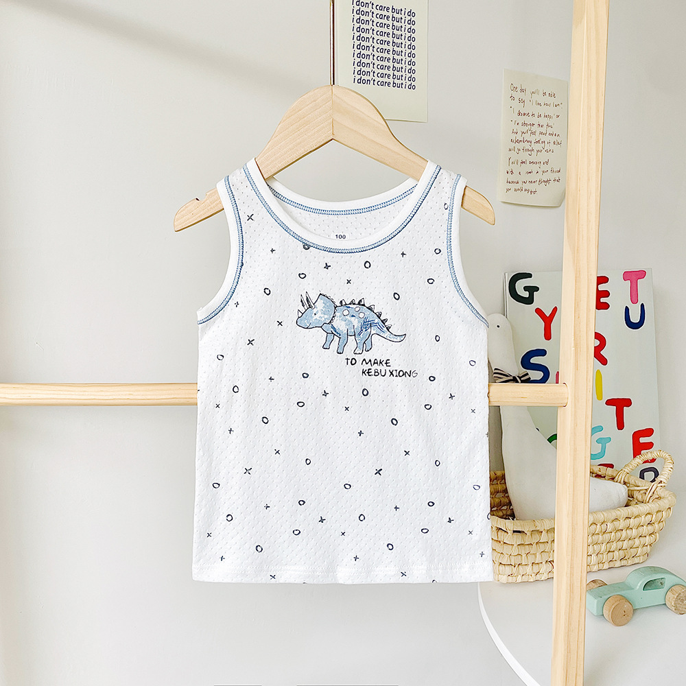 Chaleco de algodón para niños de clase A, sin hueso y sin mangas, fondo de bebé, chaleco fino en forma de corredor, uso exterior, cuello redondo jacquard, verano