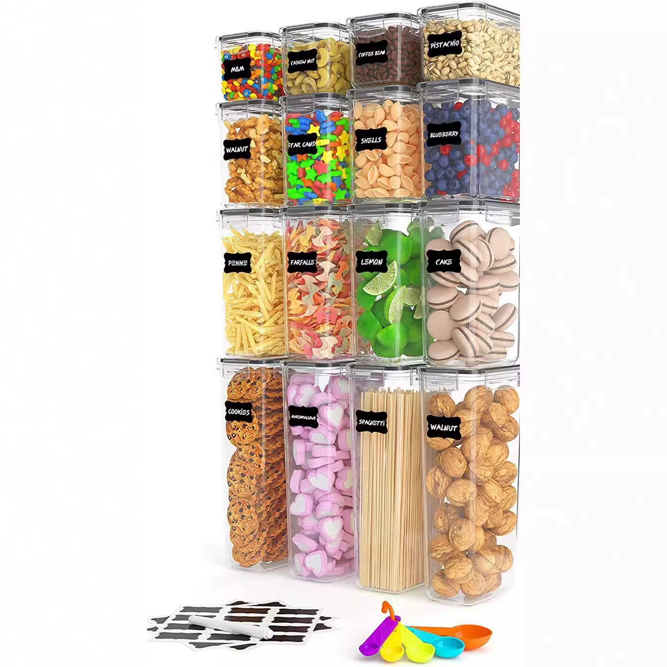 Набор контейнеров для хранения продуктов, пищевые контейнеры из полипропилена для хранения круп, прозрачные пластиковые герметичные банки, набор из 24 предметов для ланча