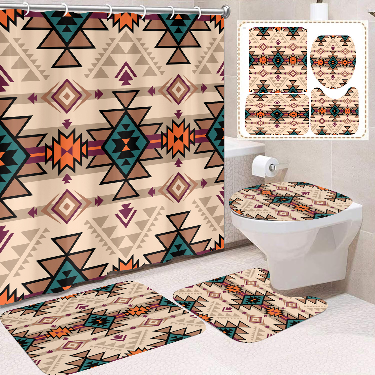 Cortina de ducha de poliéster con estampado digital de animales, impermeable, creativa, para baño, de Amazon, transfronteriza