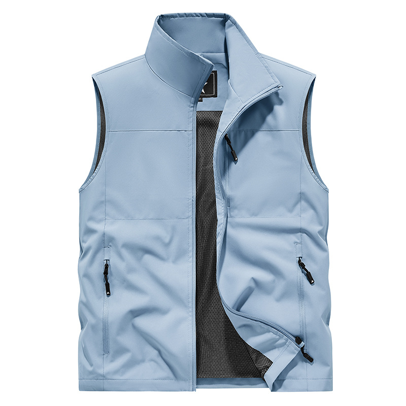 Fotografía al aire libre chaleco de pesca de pelusa transfronterizo doble cara con hombro de hombro de bolsillo chaleco de invierno personalizado hombre