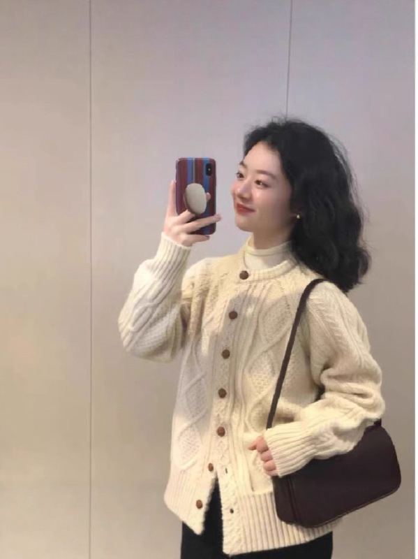 麻花开衫毛衣外套女装秋冬新款设计感慵懒宽松百搭针织衫软糯上衣|undefined