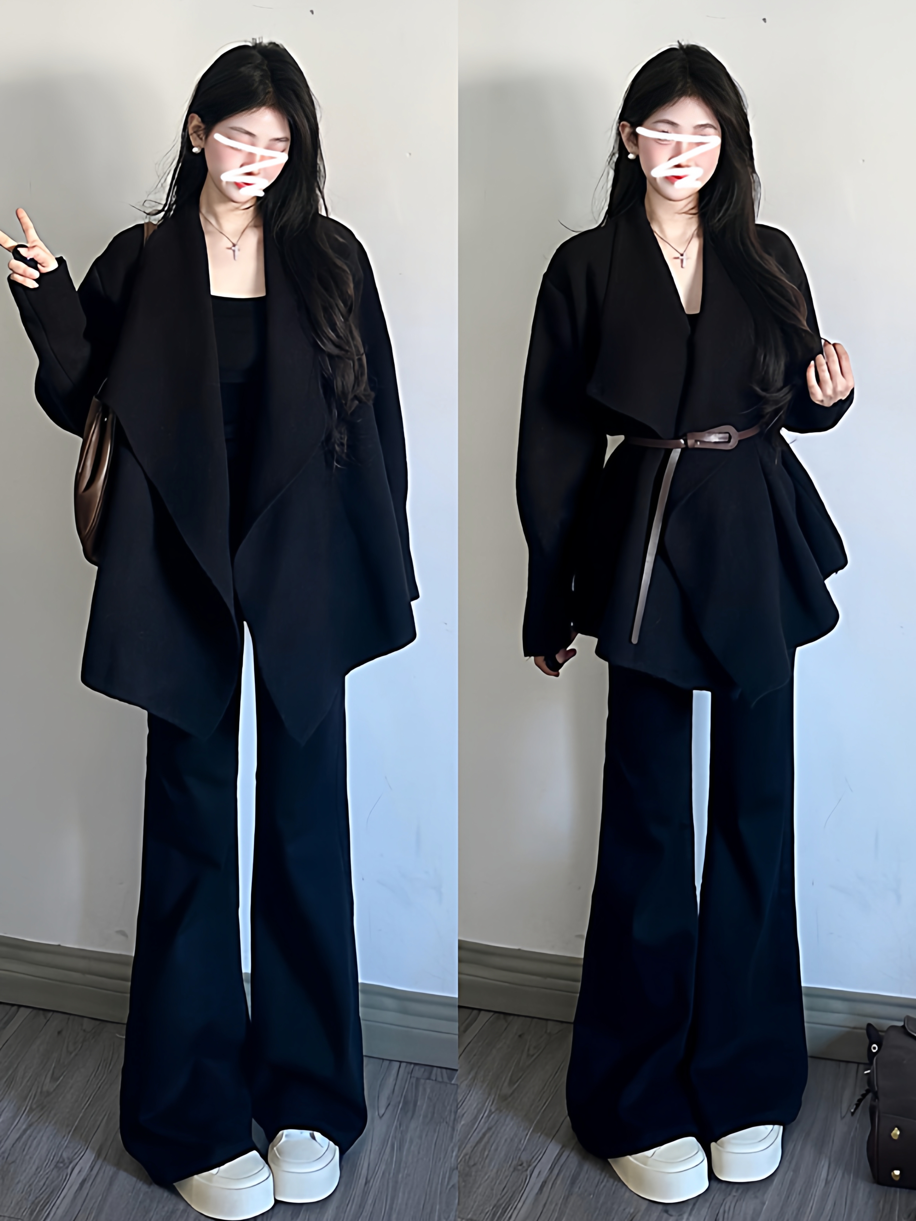 Black Lapel Knitted Cardigan Sweater Jacket 2025 New Style Lazy Style Korean Fashion Sense for Women Early Autumn Petite