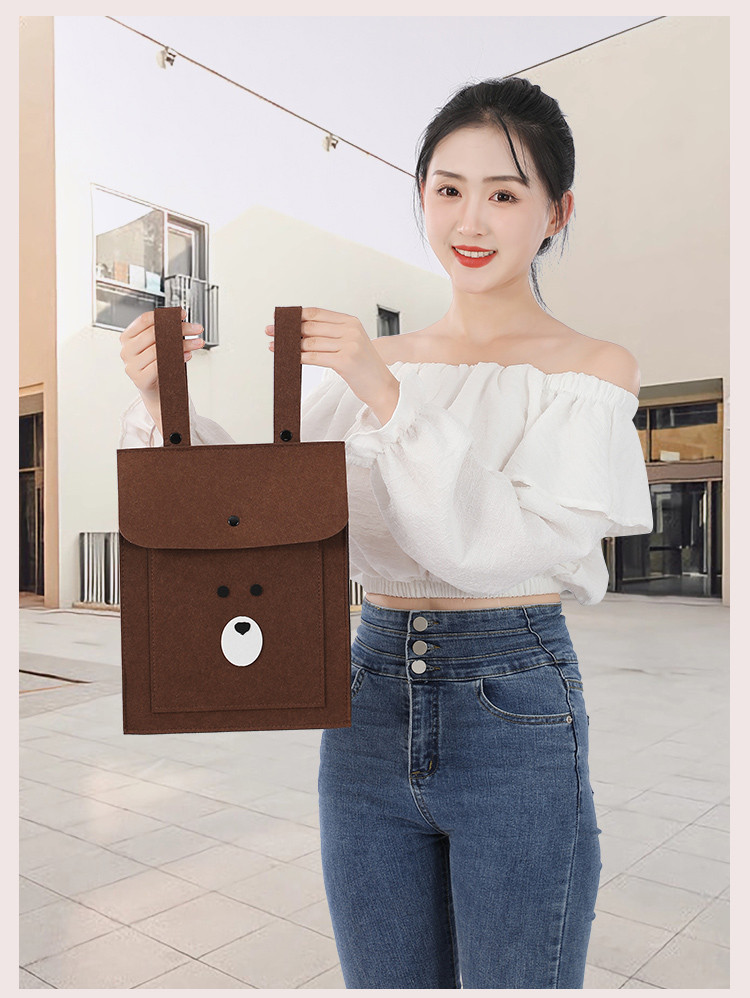 Brown bear electric car handlebar storage felt bag front hanging bag electric motorcycle storage bag bicycle storage bag hanging pocket