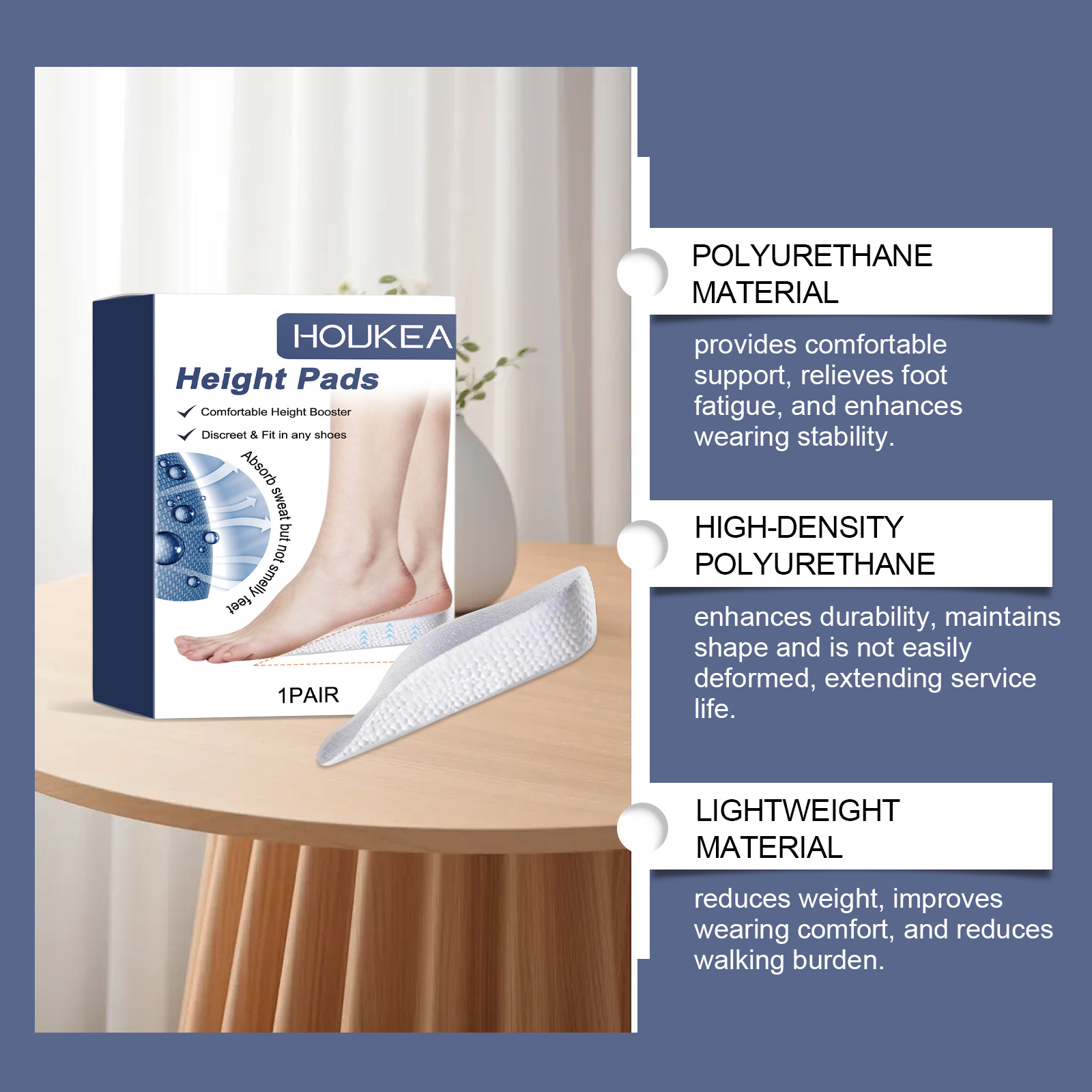 Einlegesohle, rutschfeste, verschleißfeste Stützkörperpflege für den Außenbereich, langlebige, atmungsaktive Einlegesohle_voghion.com