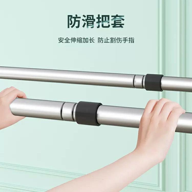 Folding clothes drying rack floor-standing indoor clothes drying pole household balcony outdoor stainless steel cool telescopic pole quilt drying artifact
