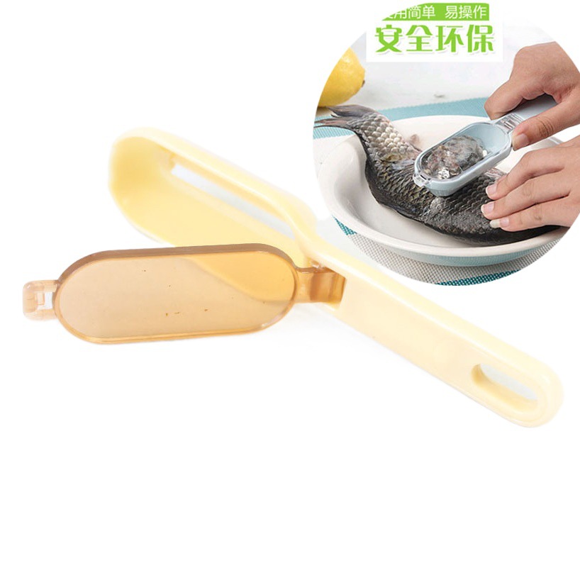 Práctica alisadora con tapa para evitar las escamas de pescado volando fácilmente removedor de escala hogar cocina vajilla