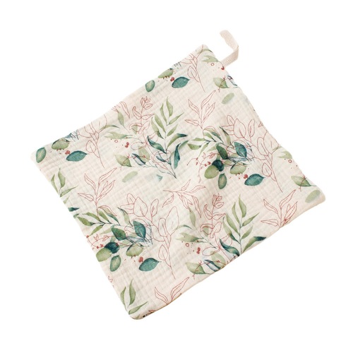 Infant 100% Cotton Soft Square Towel with Double String Muslin Square Handkerchief Baby Gauze Face Towel