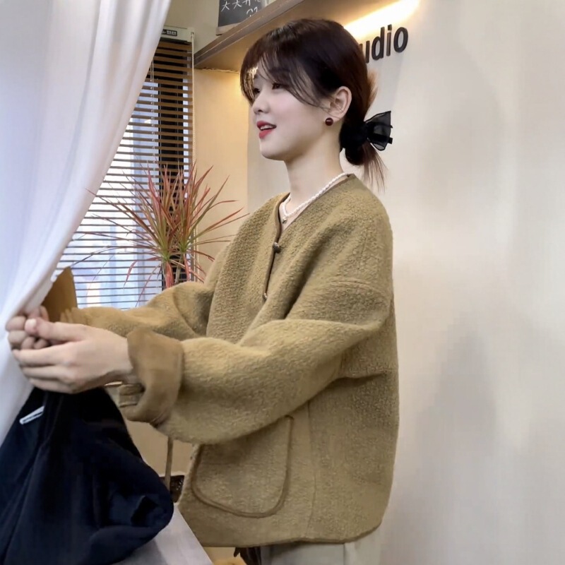 皮毛一体爆款小香风外套女2025秋季新款小个子休闲宽松羊羔毛上衣|undefined