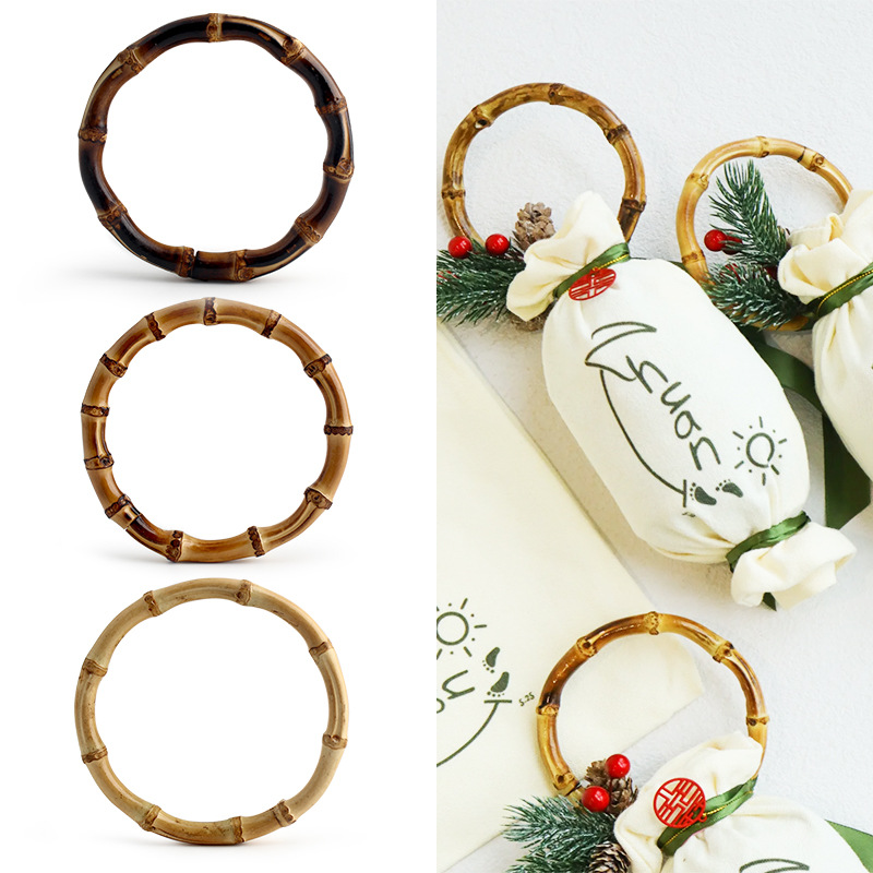 Natural Bamboo Valentine's Day Wedding Candy Handles, Gift Bag Rings, Vintage Decorative Accessories, Wholesale in Stock