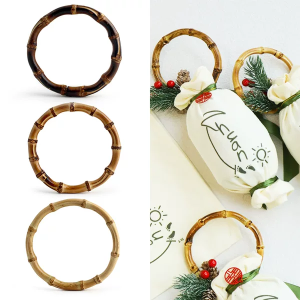 Natural Bamboo Valentine's Day Wedding Candy Handles, Gift Bag Rings, Vintage Decorative Accessories, Wholesale in Stock