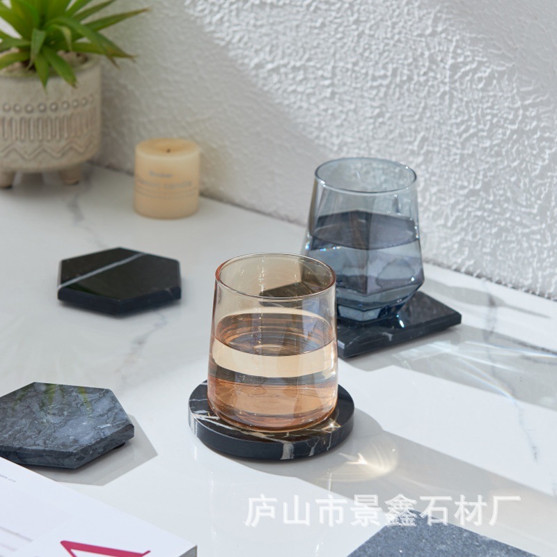 공장 천연 대리석 코스터 광장 라운드 코스터 식사 테이블 단열 차 매트 호텔 장식 장식품