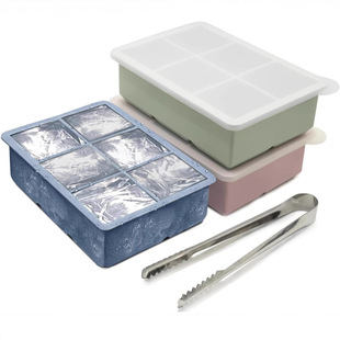 in stock Ice Box Mold Food Grade Silicone Ice Cube 6 Grids Ice Cube Large Square Ice Cube Soft Silicone Ice Making Tool