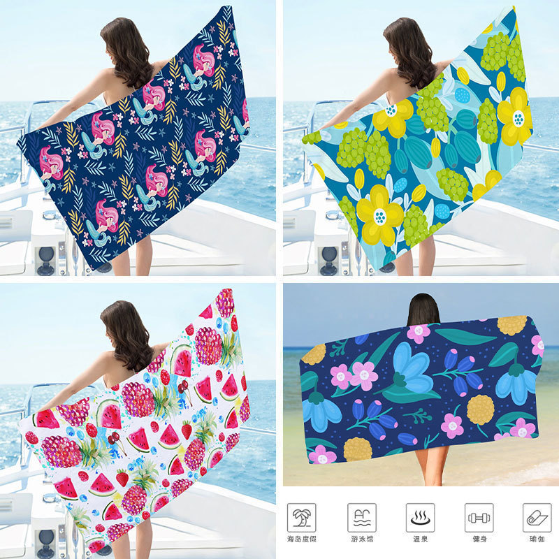 Comercio exterior Amazon toalla de playa de impresión digital europea y americana toalla de secado rápido toalla de felpa de microfibra toalla de baño de piscina