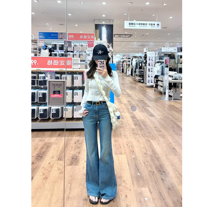 裤王四面弹微喇叭牛仔裤女简约穿搭2025秋季爆款时髦微喇叭牛仔裤|undefined