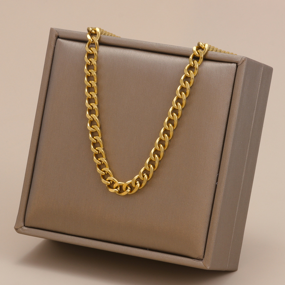 Fashion Solid Color Titanium Steel Inlaid Gold Bracelets Necklace 1 Piece