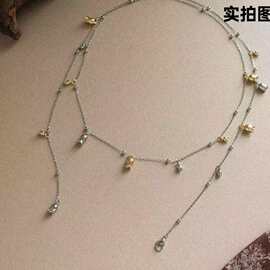 双色铃兰花长款项链配饰女轻奢小众高级感法式复古精致叠戴长项链