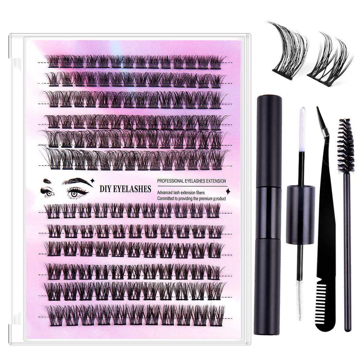 European and American cross border 150 clusters of D curve DIY eyelashes natural and dense segmented single cluster grafted false eyelashes wholesale_voghion.com
