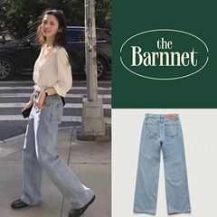 现货~25秋季新款韩国theBarnnet八奶宽松高腰显瘦直筒牛仔裤女