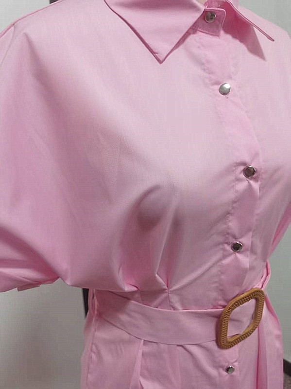 Women's Clothing Elegant Slimming Short Sleeved Shirt Dress Mid Length Solid Color American Style Autumn New Fashion_ecoleips.com