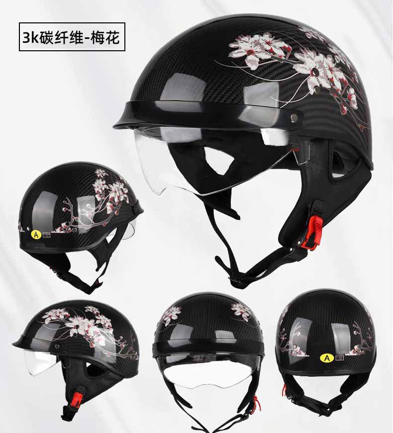 Carbon fiber half helmet motorcycle helmet retro 3C certified men's summer helmet for motorcycles, motorbikes, electric vehicles, women's all-season helmet
