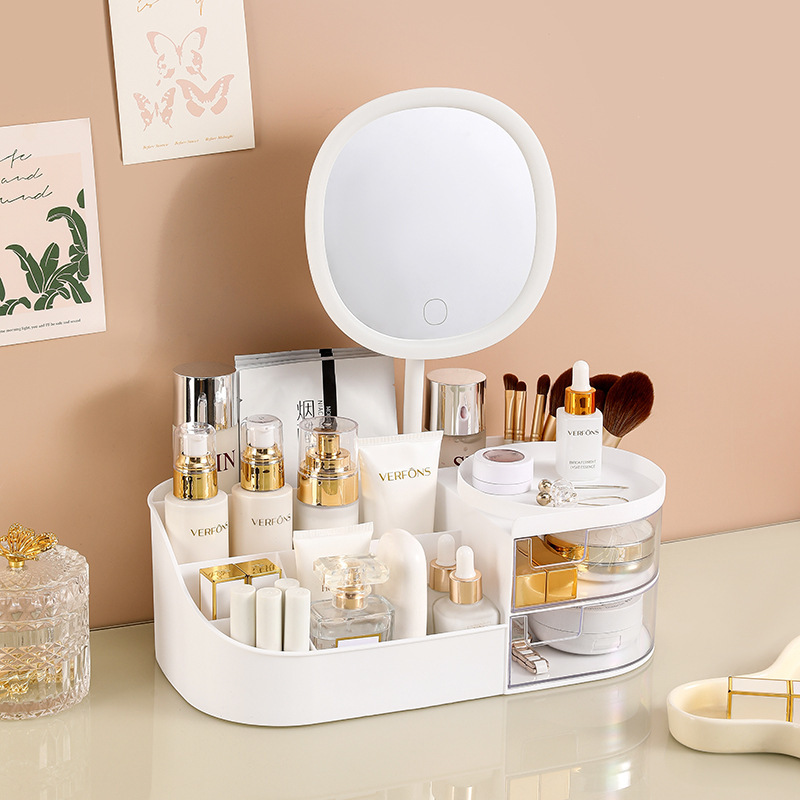 Caja de almacenamiento de cosméticos tipo cajón mesa de tocador espejo de maquillaje estante de productos de cuidado de la piel caja de maquillaje de lápiz labial transfronterizo