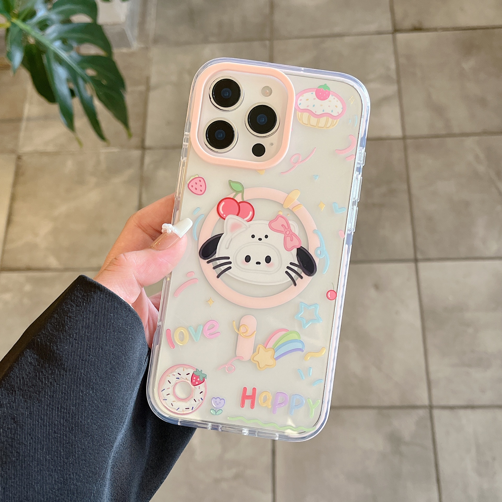 Dibujos animados lindo postre gato para iPhone16 funda para teléfono móvil 15ProMax magnético 14Pro fresco 16Pro