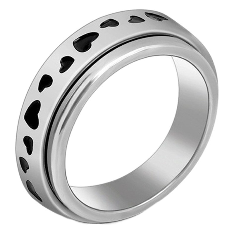 Comercio exterior suministro anillo de acero inoxidable personalidad moda melocotón corazón amor giratorio anillo de descompresión joyería de acero inoxidable