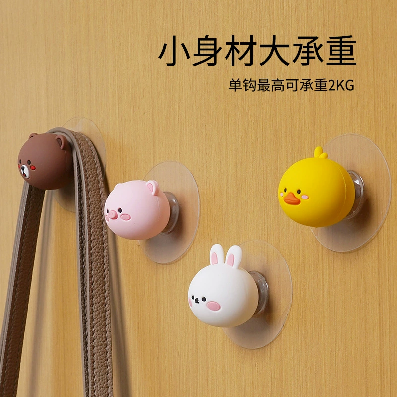 Мультяшный крючок с защитой от столкновений, многофункциональный крючок для одежды и сумок, крючок для ванной, прочный крючок без следов для подвешивания масок