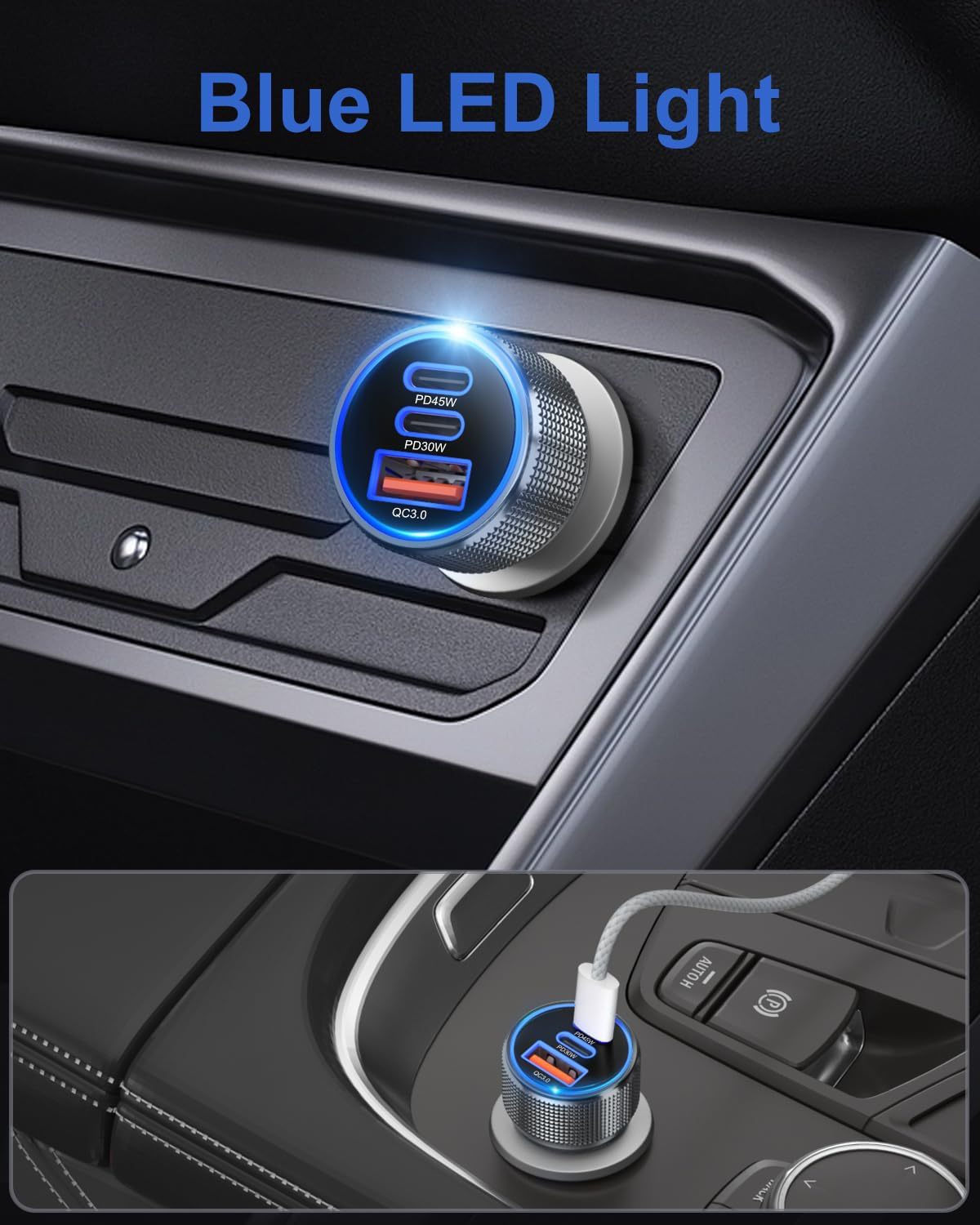 Amazon's Cross-Border Best-Selling Pd45W 2C+1A Multifunctional Car Charger Super Fast Charging Factory Wholesale