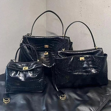 高品质鳄鱼纹B家同款rodeo包包大容量托特包女真皮通勤包单肩大包