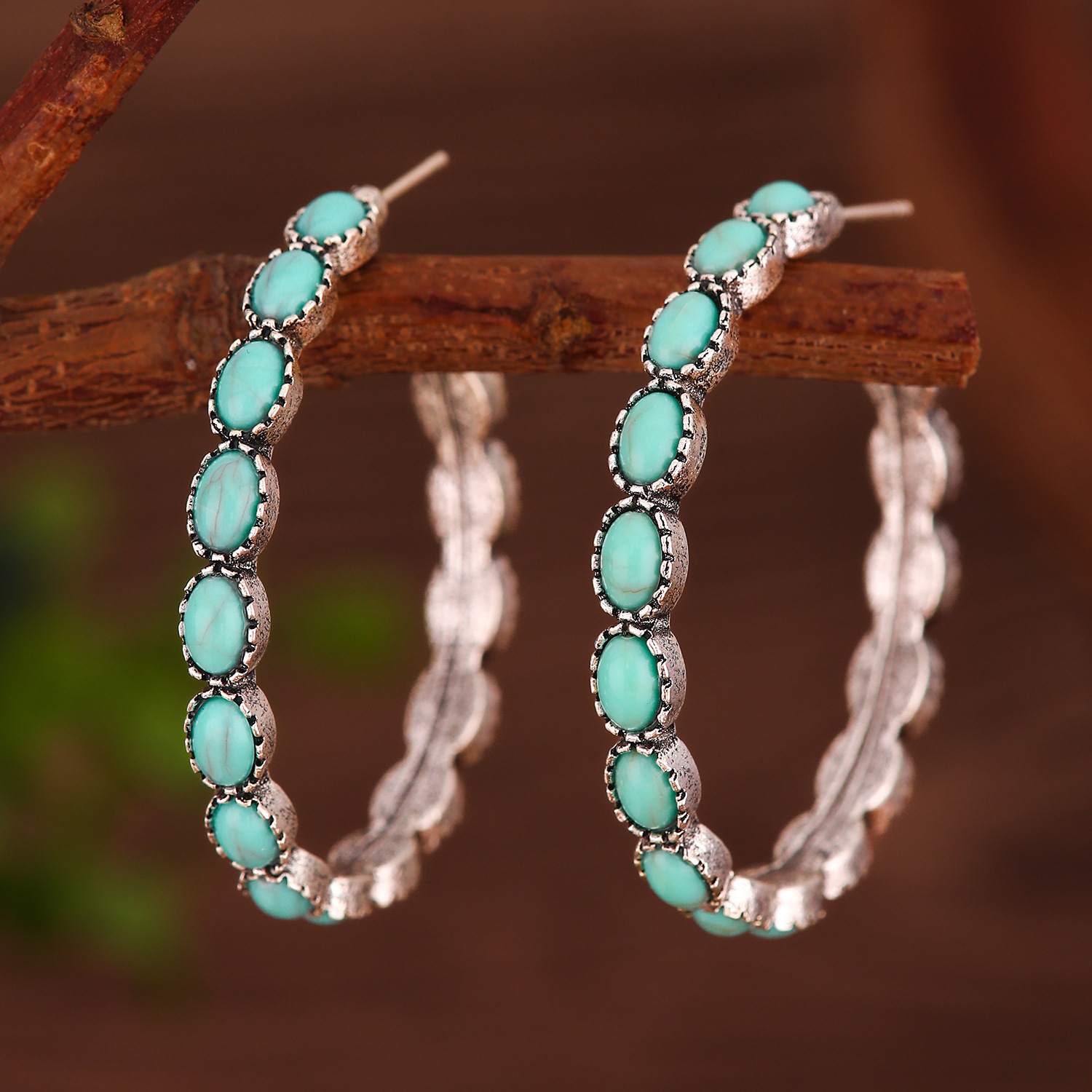 Böhmische Vintage Ohrhänger Mit Türkis Hochwertiger Nischenschmuck_voghion.com