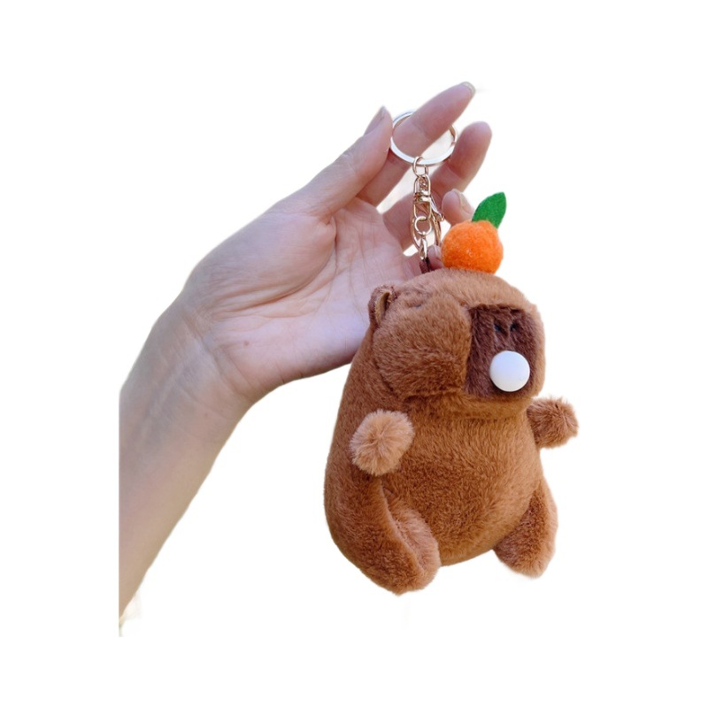Kapibara puf puf pulseras Kapibara puff puff doll pellizco muñeco de peluche capibara colgante chirrido