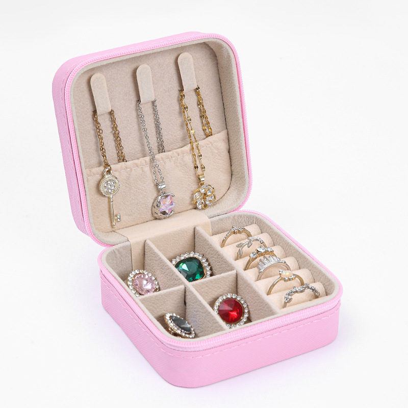 Caja de joyería de alta calidad simple, pendiente, collar, anillo, caja de almacenamiento al por mayor, caja de almacenamiento de joyería antioxidante portátil de doble capa