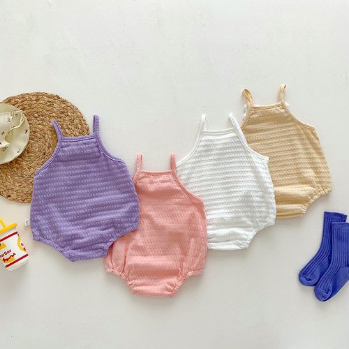 Baby summer clothes, newborn bellyband triangle onesie, thin sleeveless pants, for little girls, one-piece crawl suit