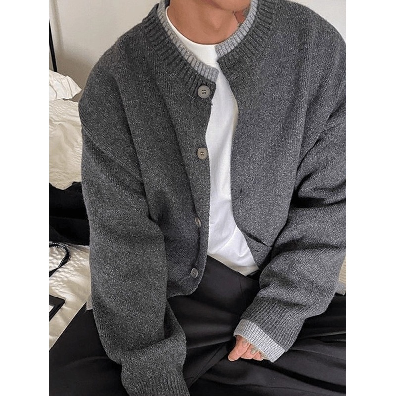2026 Japanese Style New Men's Retro Round Neck Two-Piece Autumn Winter Loose Casual Knitted High-End Sweater_viptrois.com