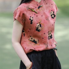 新中式国风旗袍女装2025年春夏新款复古立领短袖真丝香云纱上衣