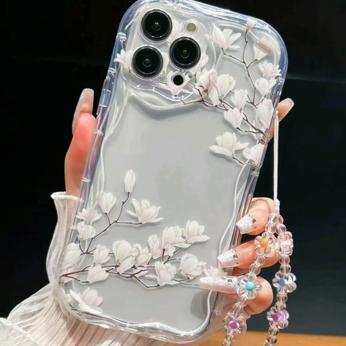 Nueva flor de magnolia blanca china para Apple 16 funda transparente para teléfono móvil iPhone13promax/12/11/15/14