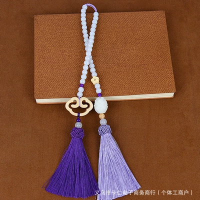 Car Rearview Mirror Decoration Tassel – Car hanging - xiangyun-ruyi-button-double-tassel-purple
