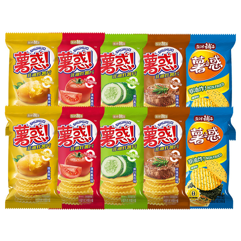 盐津铺子非油炸薯片散称薯之惑焙烤薯片番茄原味烤肉味整箱小包装