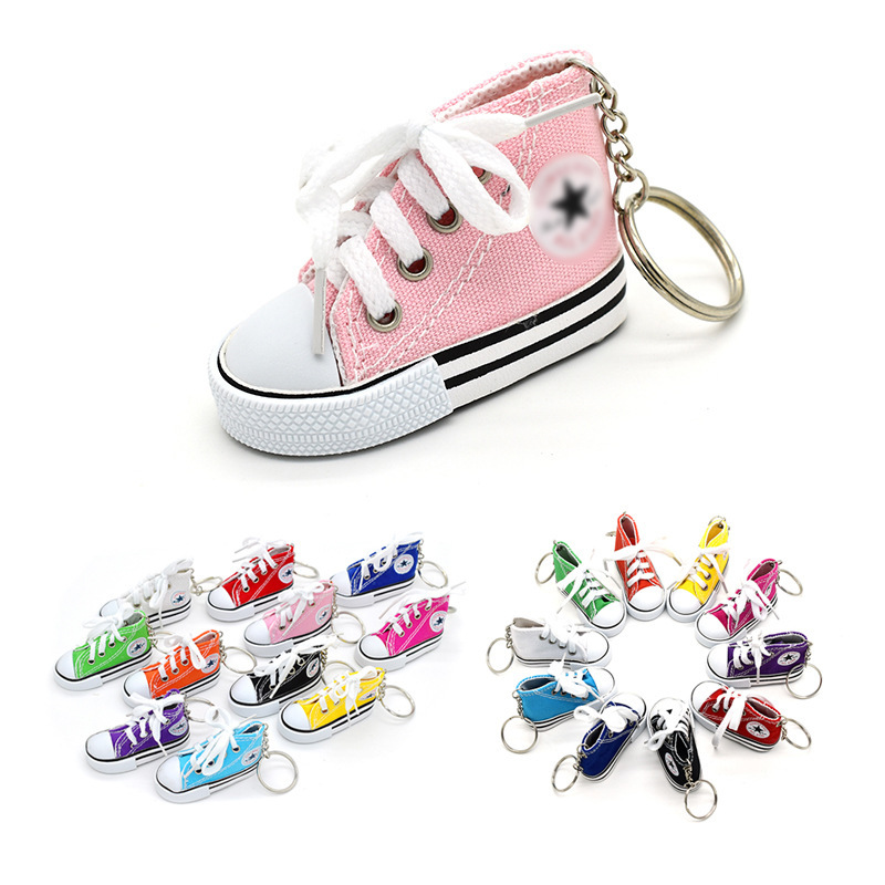 Small shoes keychain mini high-top canvas shoes keychain simulation pendant creative diy advertising bag ornaments