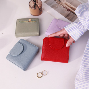 Foreign Trade Short Wallet for Women, Simple Ins Dopamine Color Korean Card Holder Wallet with Multiple Card Slots and Large Capacity Wallet