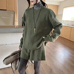 GRACETINAHOO冬慵懒卷边下摆廓形简约羊毛毛衣休闲短裤套装ZC6234