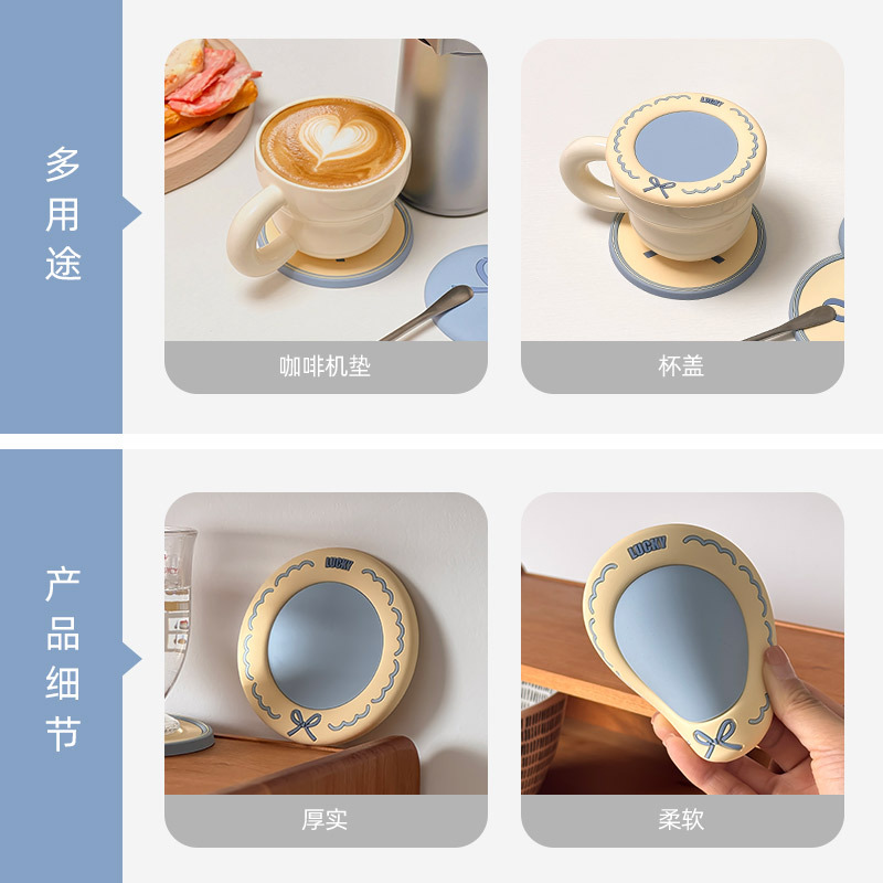 莫兰迪蝴蝶结杯垫隔热垫防烫耐高温餐桌隔热垫子卡通碗垫防水防油