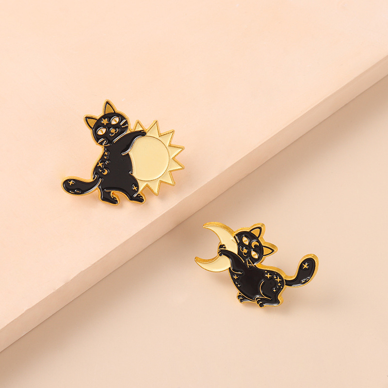 Fashion Sun Moon Cat Alloy Plating Unisex Brooches display picture 5