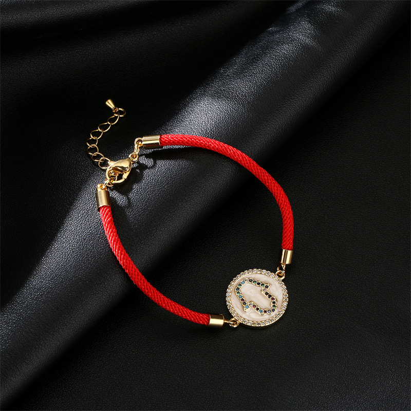 13g Weight Zircon Inlay Material Bracelets Classification Daily Occasion Copper Material Palm Pattern Women'S Gender Plating Design Fashion Style Fashion Palm Copper Bracelets Plating Zircon Copper Bracelets 7