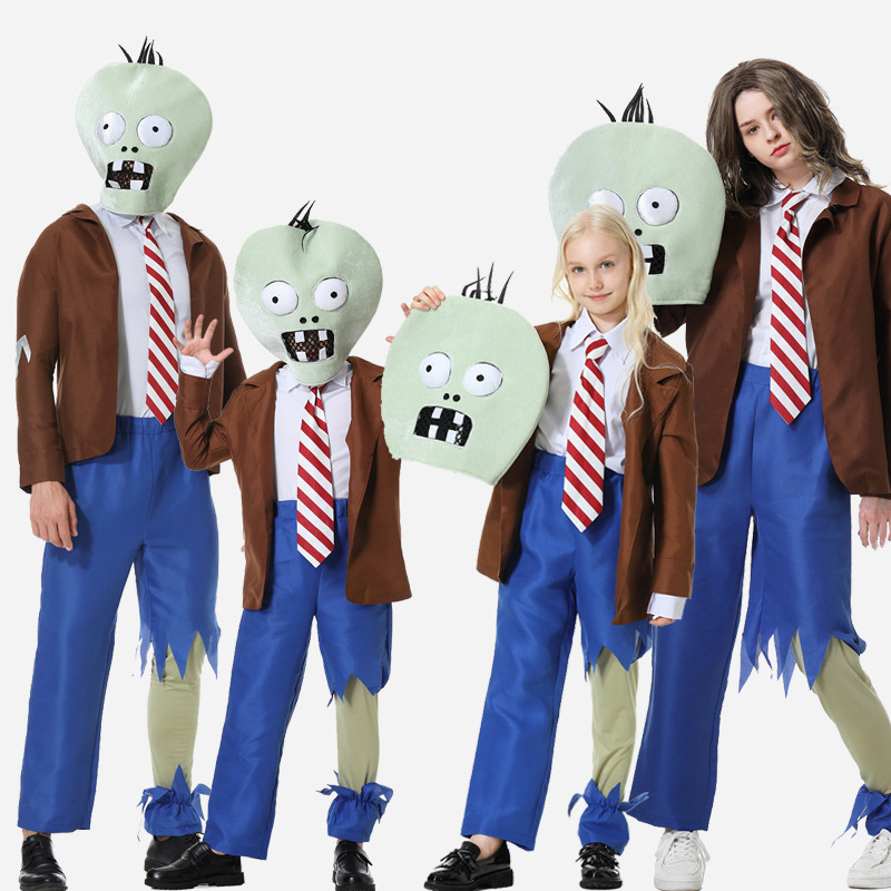 Parent-child outfits for girls and adults, Halloween Plants vs. Zombies anthropomorphic doll costumes, stage performance costumes