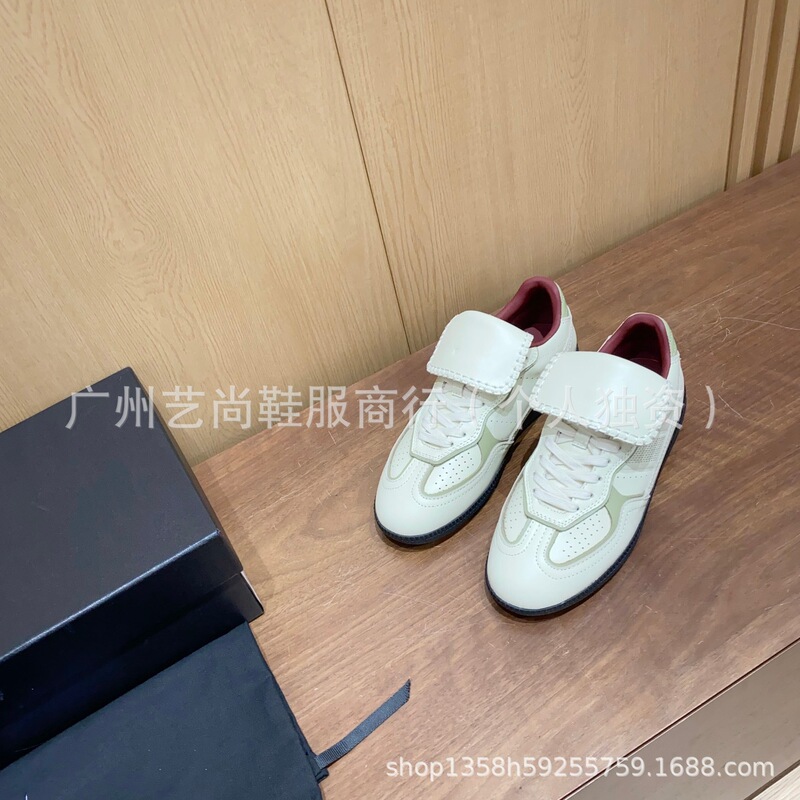 高版2025新款小众真皮圆头拼色平底系带时尚休闲鞋板鞋单鞋德训鞋|undefined