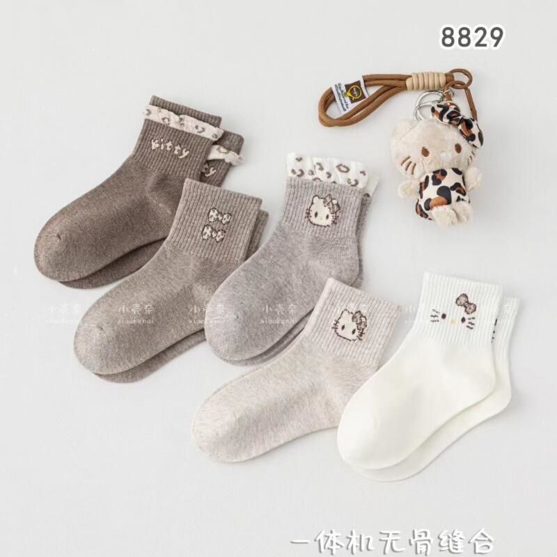 Children's breathable brand cartoon socks for students, mid-length 3