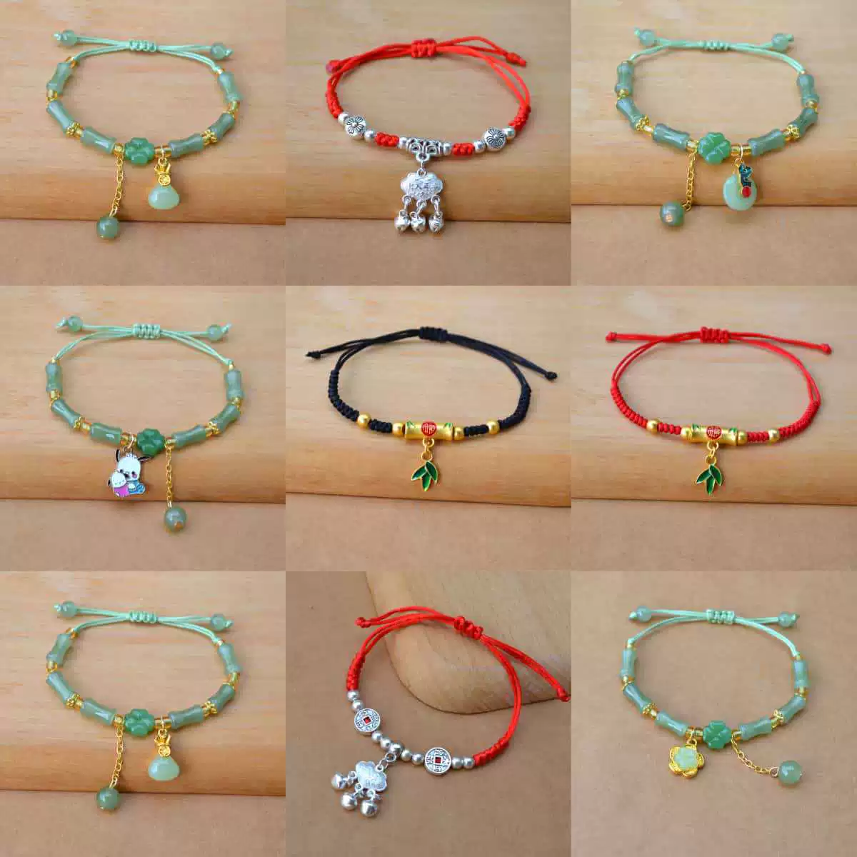 Новый китайский стиль бамбука высокого класса браслет с четырехлистным листом с пуговицами