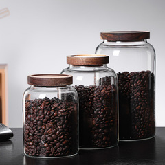 卸売りアカシア木蓋ガラス貯蔵タンク家庭用雑穀密封缶茶葉缶キッチン収納瓶陳皮缶